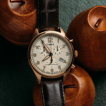 Timex Waterbury Traditional Chrono 42mm Gold Tan Brown